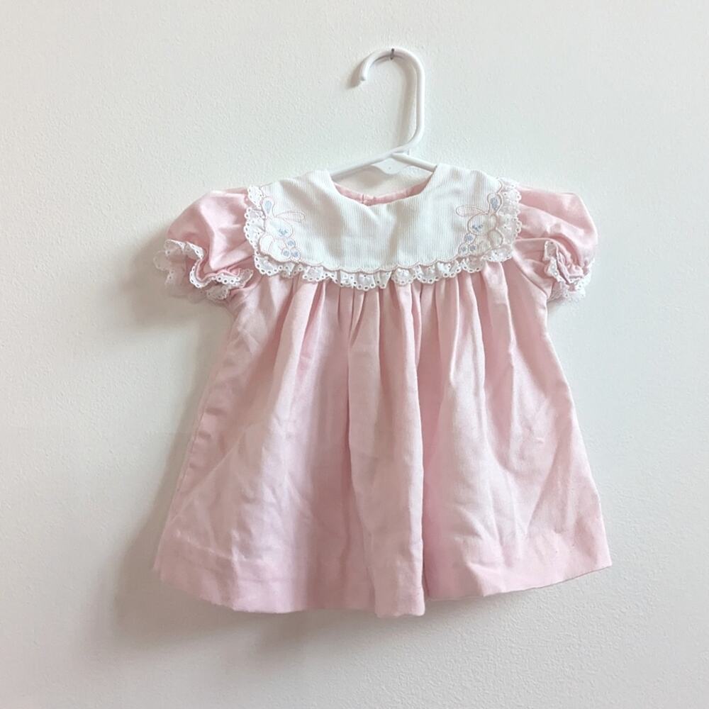 Vtg 90s 3-6m Nursery Rhyme Pink Easter Bunny Dress Girls